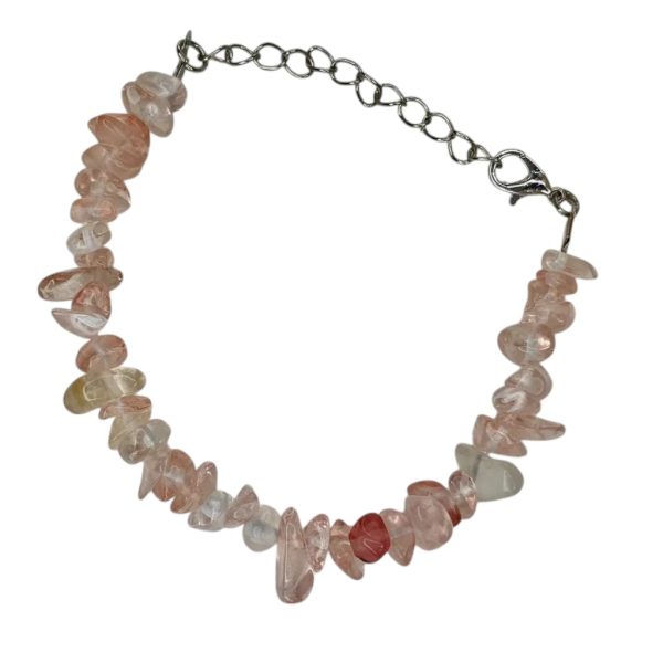 Doğal Pembe Kuvars Kırık Taş Bileklik - Sevgi, Şifa ve Duygusal Denge