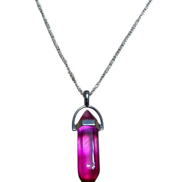 Canlı Pembe Kalem Kristal Kolye - Ruhsal Denge, Şıklık ve Pozitif Enerji