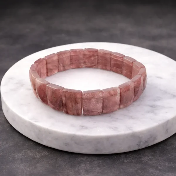 Doğal Çilek Kuvars Taşlı Rolex Model Bileklik | Şık ve Enerji Dengeleyici