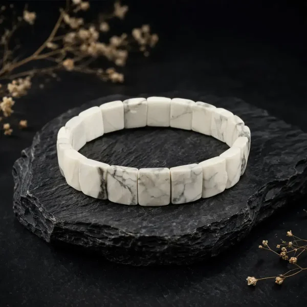 Doğal Havlit Taşlı Rolex Model Bileklik | Sakinleştirici Enerji & Şık Beyaz Doğal Taş Bileklik